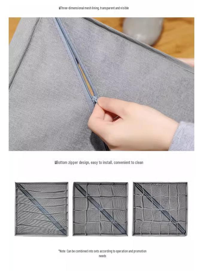 Czteroczęściowy składany zestaw pudełek do przechowywania z włókniny do organizacji bielizny