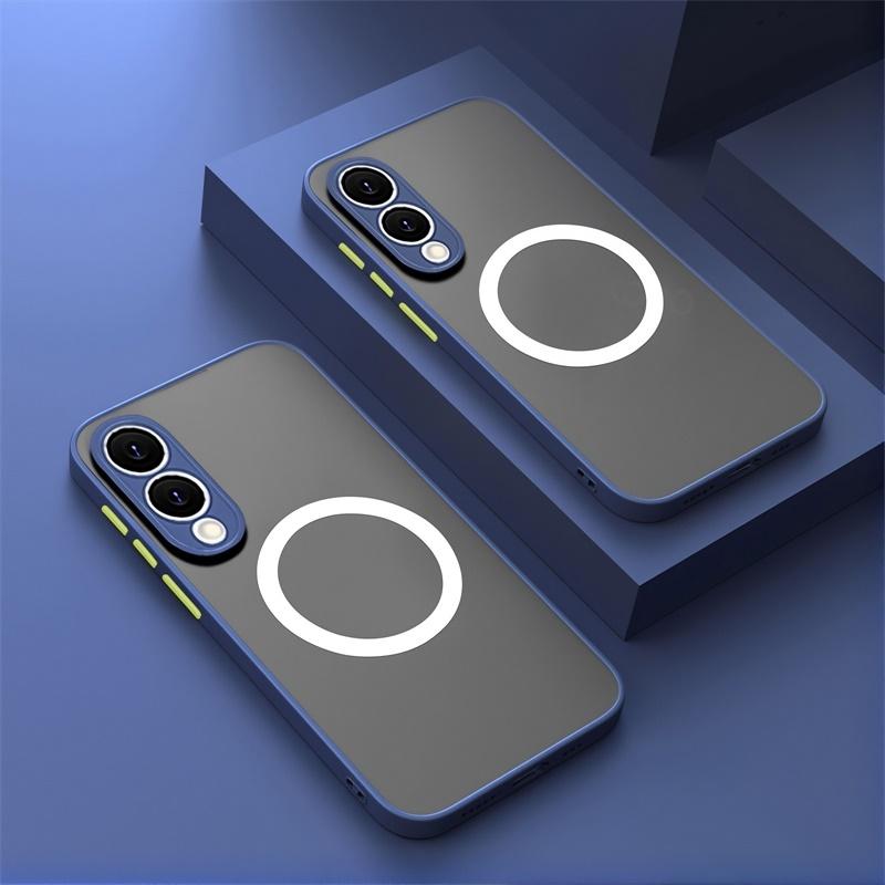 Matte Magnetic Case For Samsung Galaxy S25 Edge S24 Ultra S23+ S22 S21 FE A56 A55 A54 A36 A35 A34 A16 A15 5G Translucent Cover
