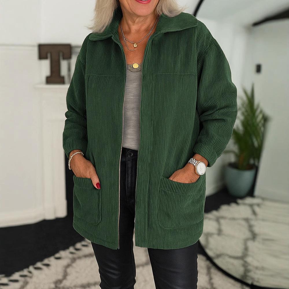 

Новая женская свободная повседневная куртка с лацканами, длинными рукавами, на молнии, чистая, многоцветная, с карманами S зелёный