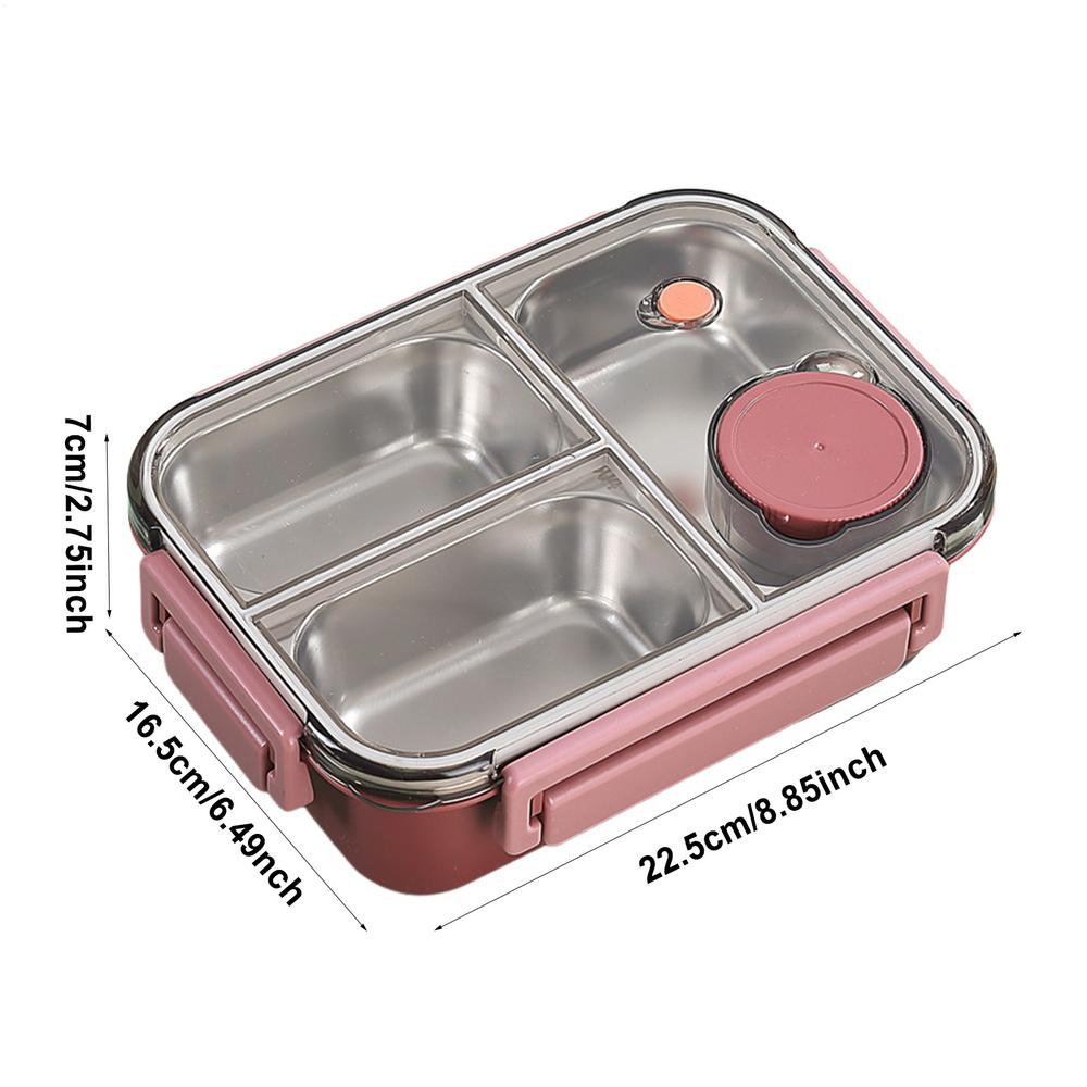 Stainless Steel Lunch Box 3 Compartments Lunch Container Adult Lunch Box Portable Lunch Containers Large Capacity Lunch Box for