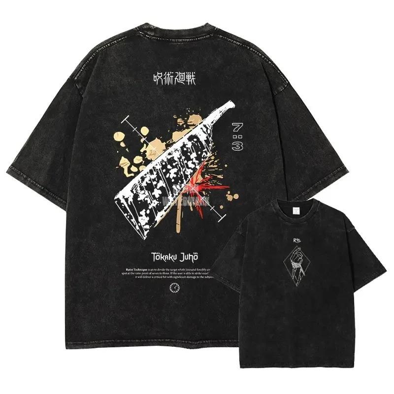 Anime J-Jujutsu K-Kaisen T Shirts Manga Washed Oversized Vintage Washed High Quality Hot Product Unisex Sweatshirt Sports Soft