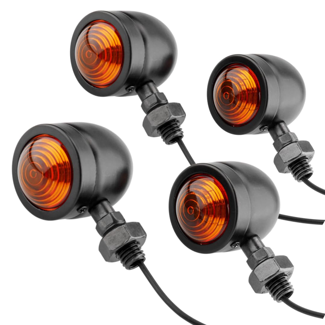 

I m so happy Motorcycle Turn Signals Cannonball Type Universal American Naked Cafe Racer Steed Set of 4 (Black) чёрный