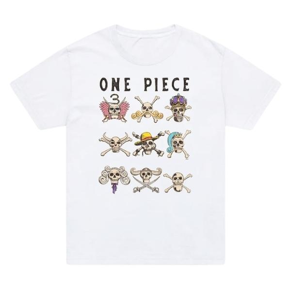 Anime One Piece Straw Hat Pirates Skull Tshirt Vintage Graffiti Print Unisex Unisex Casual Streetwear Short Sleeve Tee