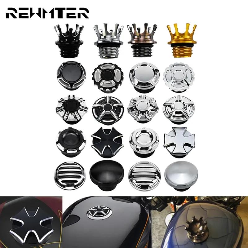 Motorcycle Vented Gas Cap Fuel Tank Right-hand Thread Crown Style Oil Cap Fuel Gas Tank For Harley Sportster Dyna Touring Softai