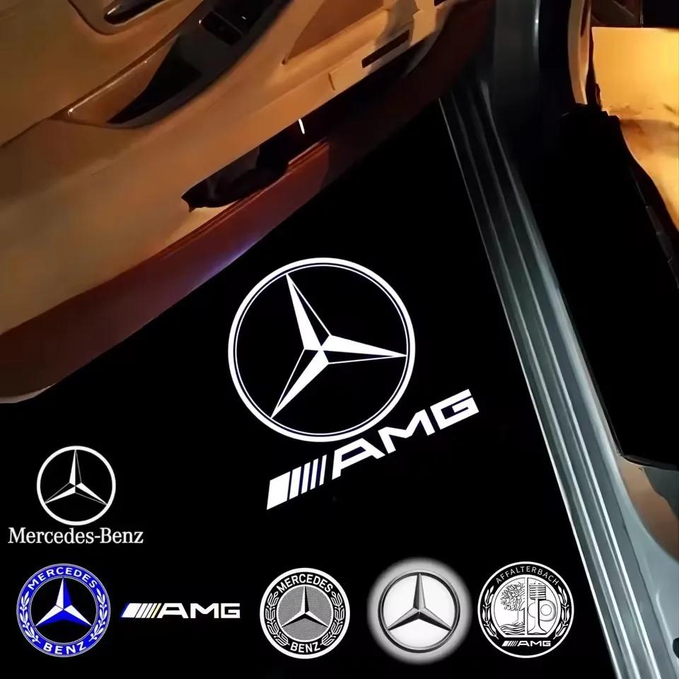 2Pc LED Car Styling Welcome Door Lights Emblem Accessory For Mercedes Benz AMG W205 C300 W203 W206 W108 W124 W126 W140 W168 W169