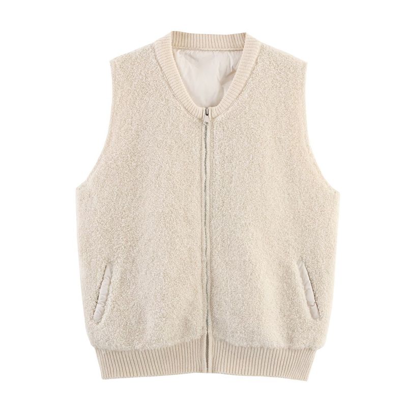Kaslead New Women Clothes Western Style Patchwork Towel Needle Quilted Baseball Zip-up Sleeveless Vest Vest