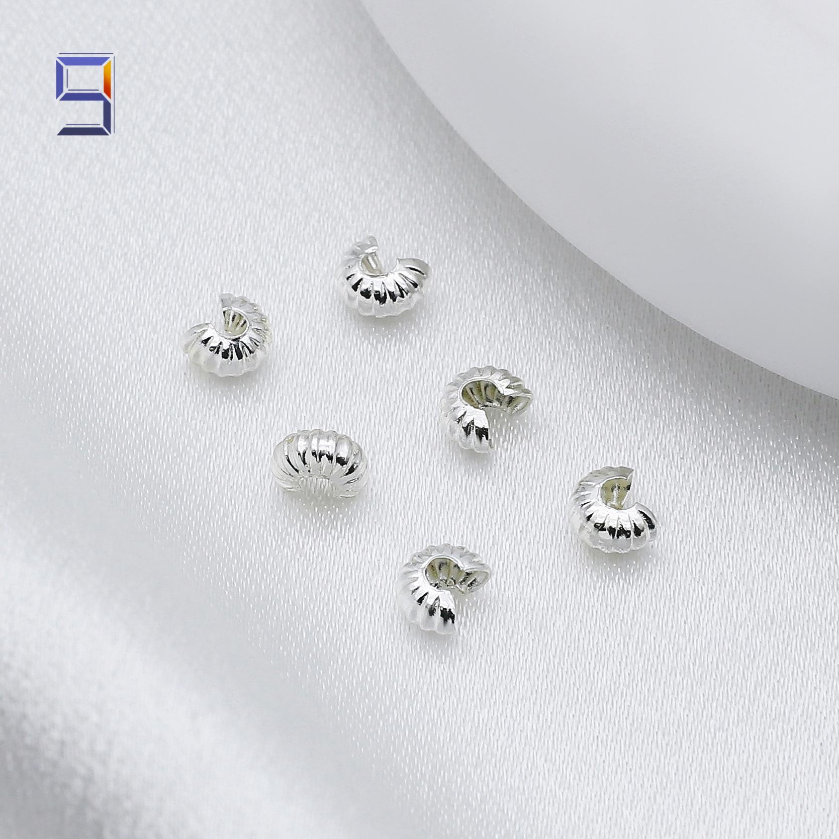 

Copper-Plated 18K Gold Half-Moon Buckle Crescent C Buckle Pumpkin Pattern Bead Bracelet with Positioning Bead for DIY. 4mm