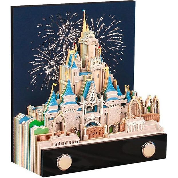 3D Desk Calendar 2025,Time Piece Calendar 2025,Tear-Away 3D Paper Art Notepad w LED Lights,Creative 3D Memo Artsy Pad Calendar, DIY Paper Carving