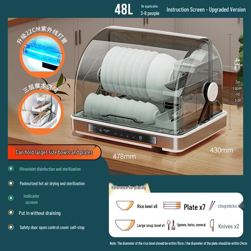 ZISIZ 48L Household Countertop UV Disinfection Cabinet