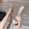 French Transparent High Heel Crystal Sandals With Pu Material For Elegant Summer Wear
