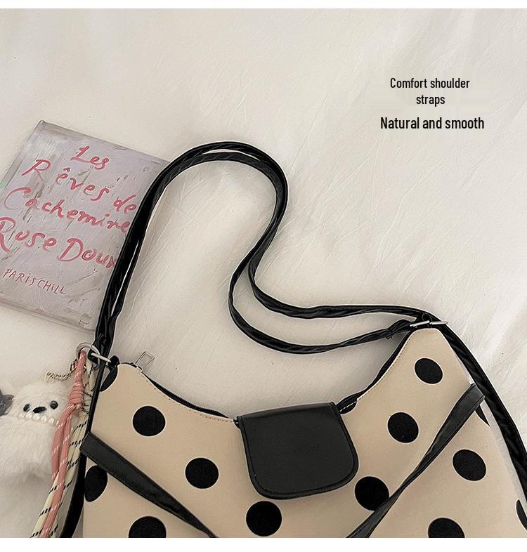 Women's 2026 Polka Dot One-Shoulder Crossbody Tote - Large Capacity, Korean Style, Fashionable Handbag for Commuting
