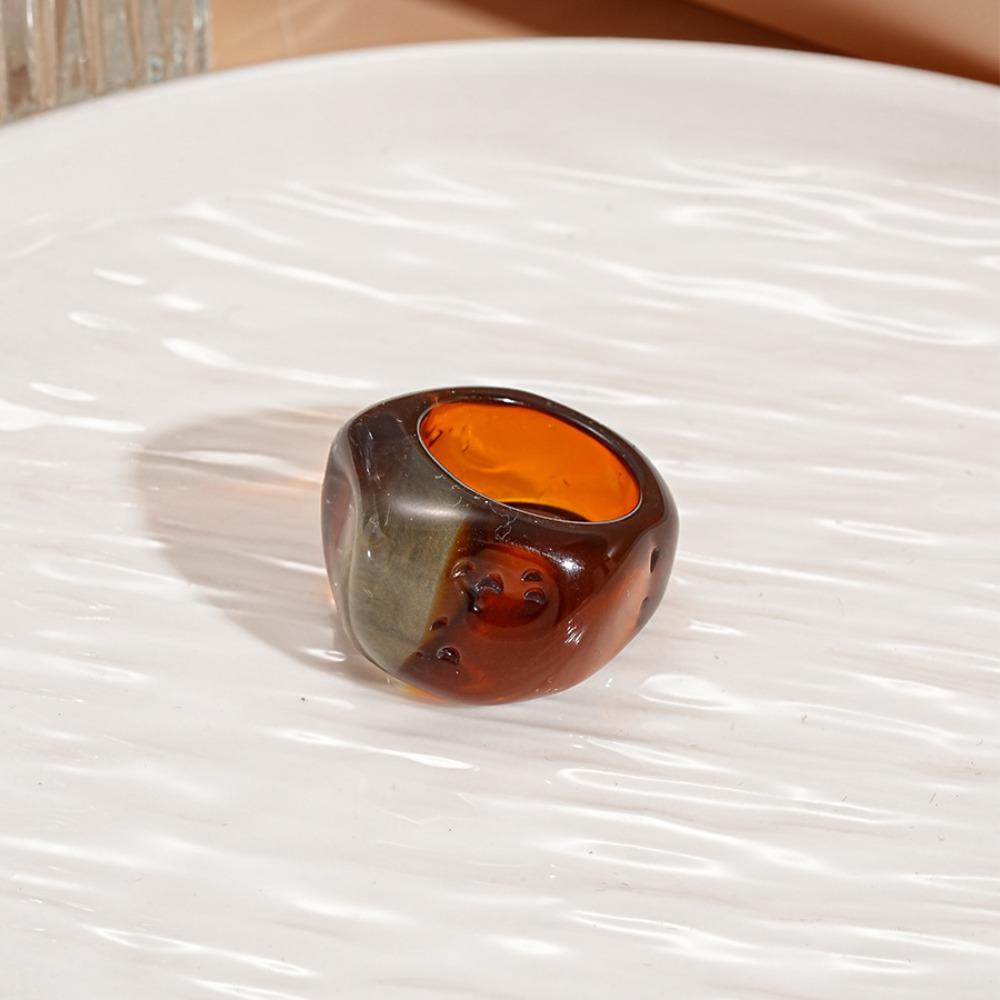 Melard Color Transparent Resin Ring Charm Irregular Ring Temperament Acrylic Geometric Ring  Gift