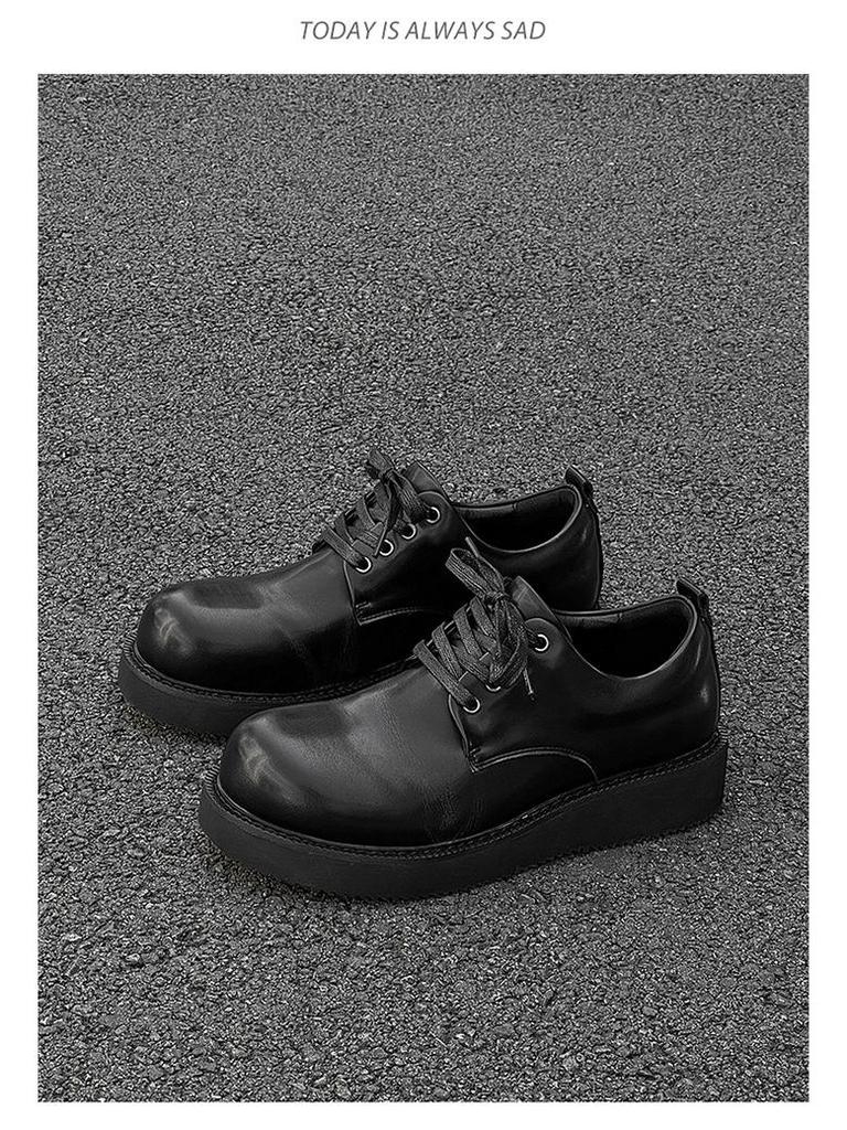 Versatile Men's Leather Platform Derby Loafers - Lace-up Wedding & Office Shoes