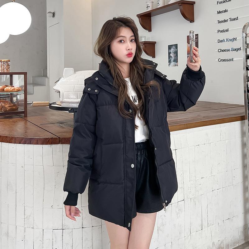 Down cotton jacket girls' middle length winter 2025 new junior high school student padded jacket thickened and warm