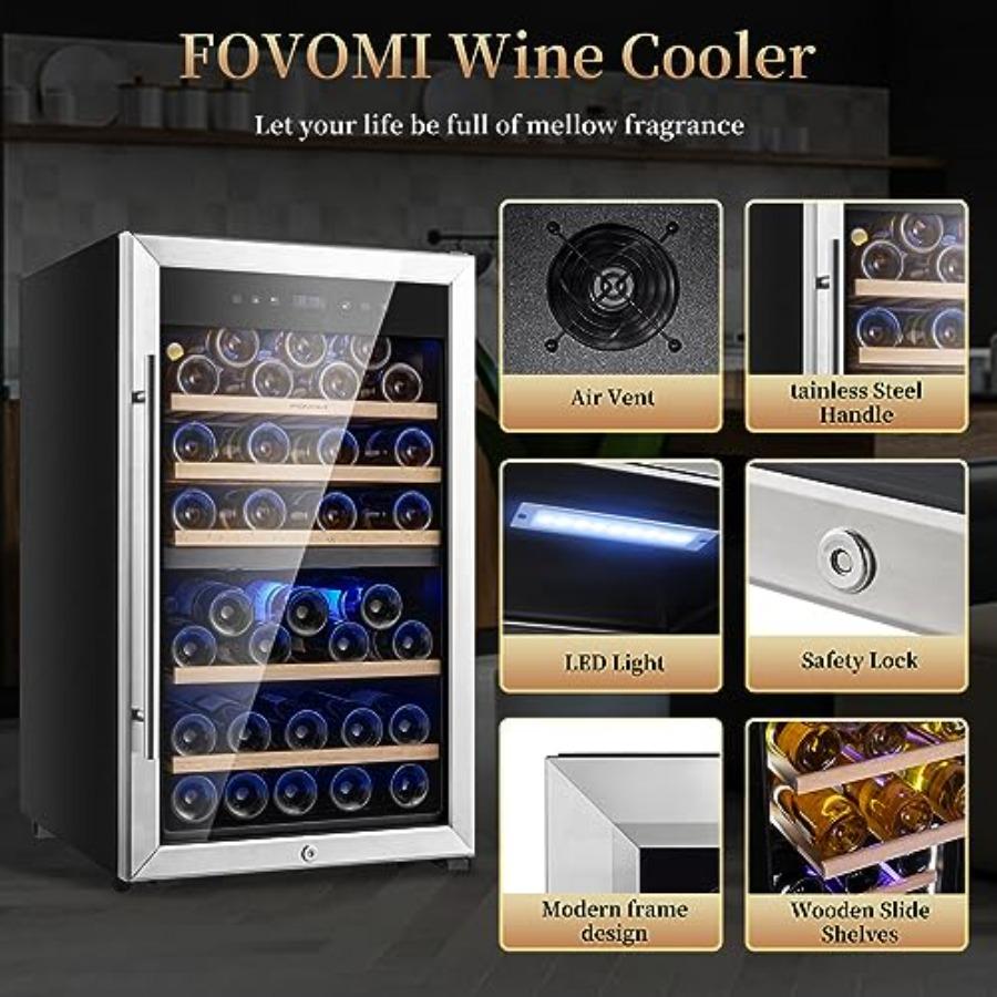 Wine Fridge52-bottle Wine Cooler Refrigerators Freestanding Wine Refrigerator Bordeaux 750ml Dual Zone Compressor Wine Chiller