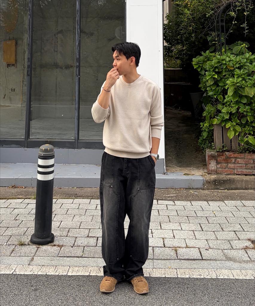 CUZNELLO Soft Saddle Crewneck Knit_Oatmeal