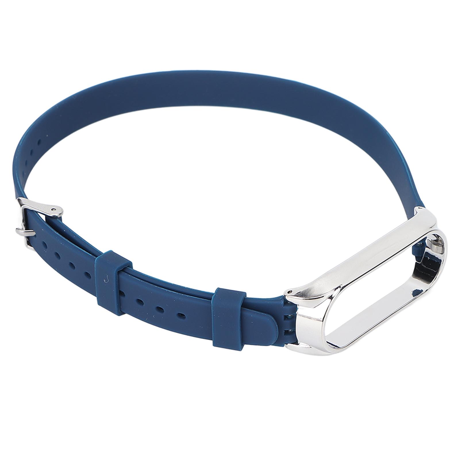 Bracelet avec Boîtier à Boucle Métallique pour Xiaomi Mi Band 6 5 NFC Bracelets de Montre en Silicone Souple bleu marine