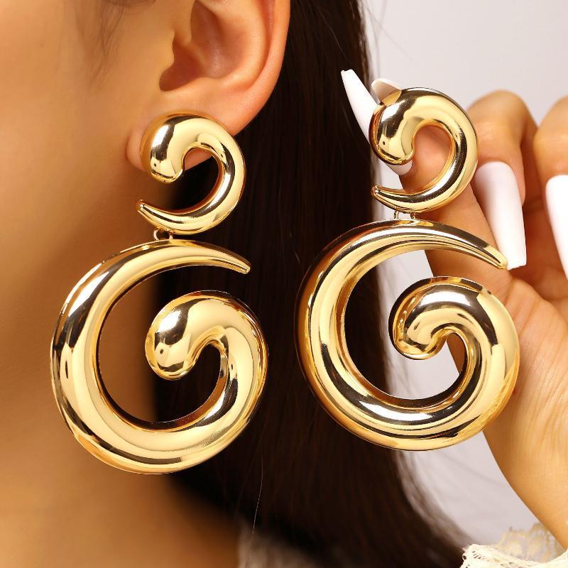 Gold Plated Hypoallergenic Geometric Dangle Earrings 1 Pair Irregular Design for Women Outdoor Travel Wear