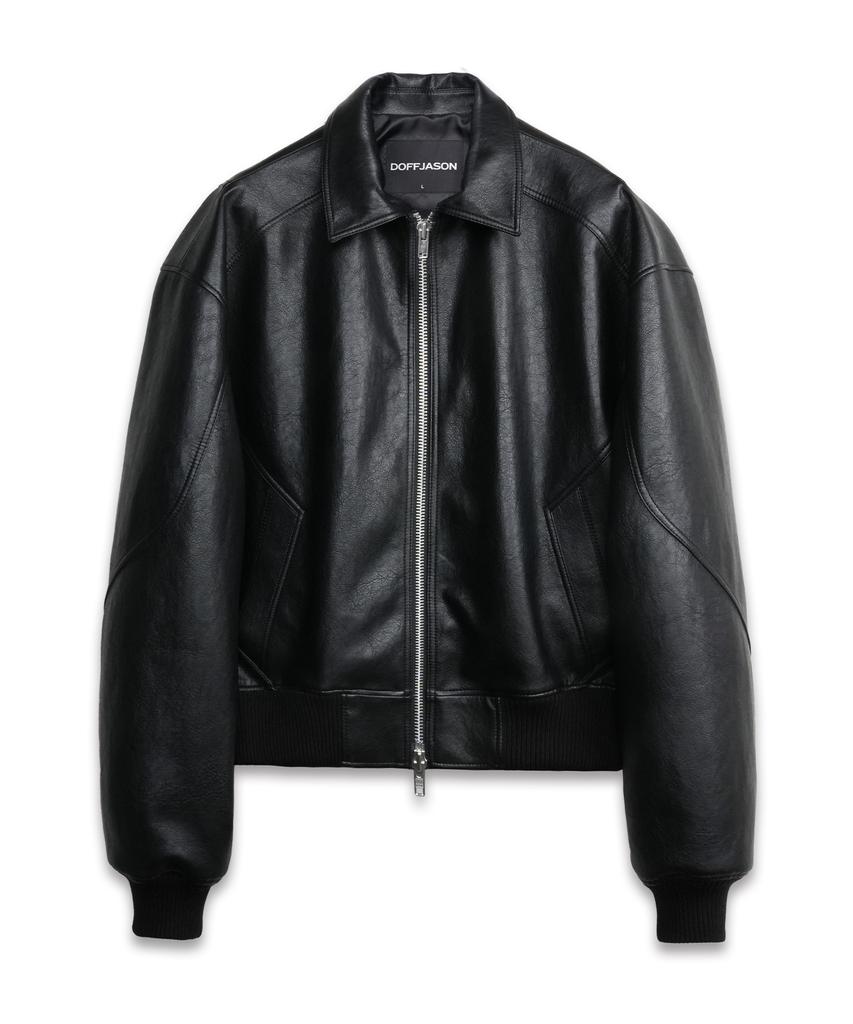 Doffjason Oversized Phantom Leather Jacket Black