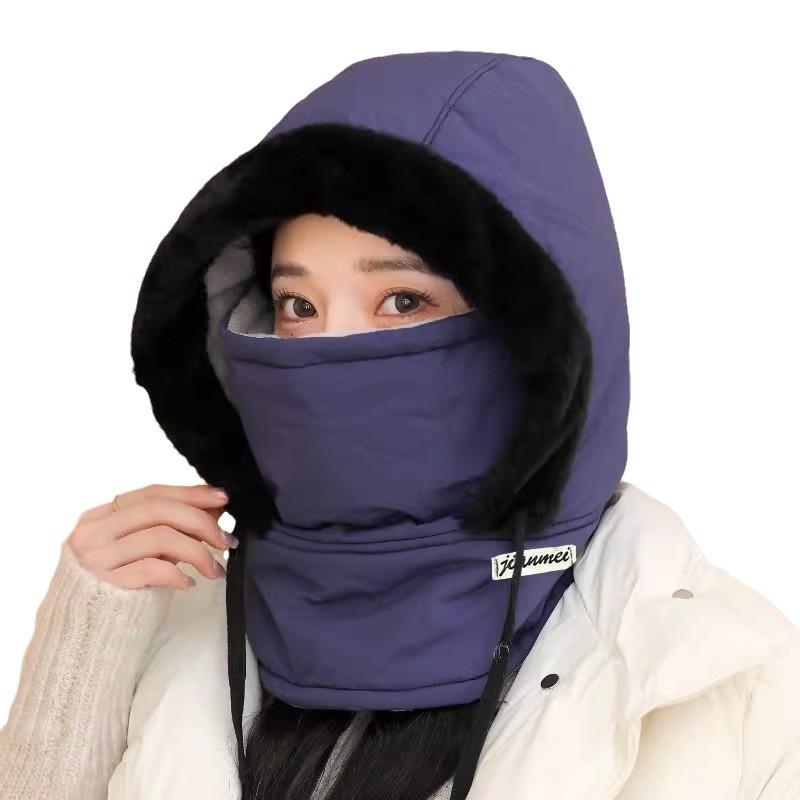 Warm Lei Feng Hat Women's Thickened Cold-proof Baotou Hat Outdoor Windproof Cycling Snow Hat Face Mask and Neck Collar Integrated Hat