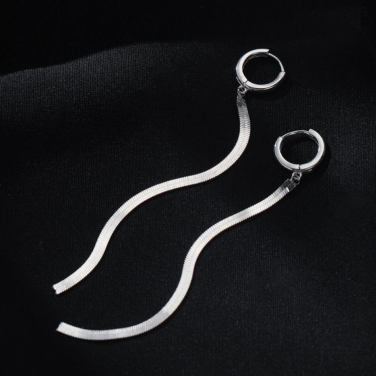 Simple Blade Chain Ear Cuff Earrings Long Minimalist Dangle Earrings Versatile Statement Ear Jewelry
