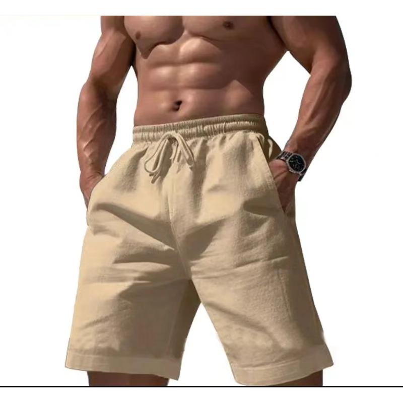 

Летние Повседневные Простые Шорты из Хлопка и Льна с Карманами и Кулиской для Мужчин XL хаки