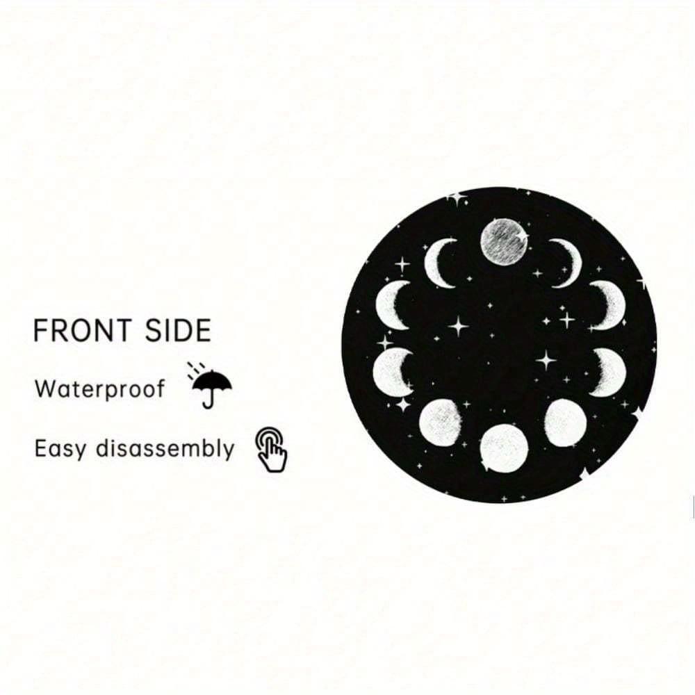 Sky Moon Star Car Coasters, Black And White Round Shape Table Cup Coaster, Non-Slip Washable Coaster, Unique Gift