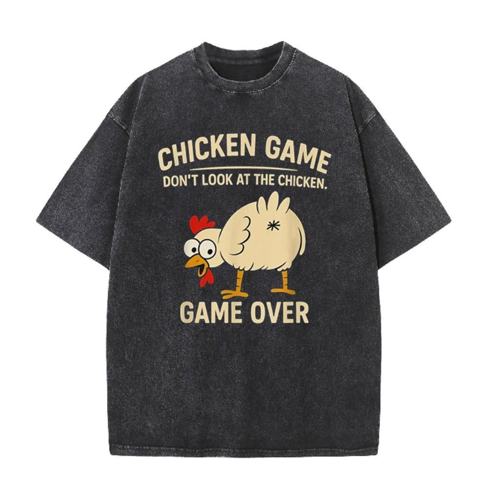 Funny Chicken Game Graphic Men s T-Shirt Don t Look At The Chicken Printed Short Sleeve Tee Women s Tee Tops S
