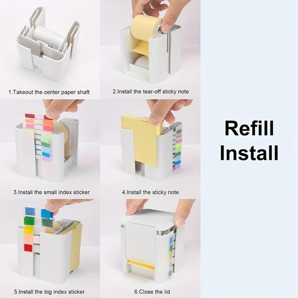 Plastic Desktop Note Holder 5-in-1 Page Marker Case Sticky Note Dispenser Dorm Room