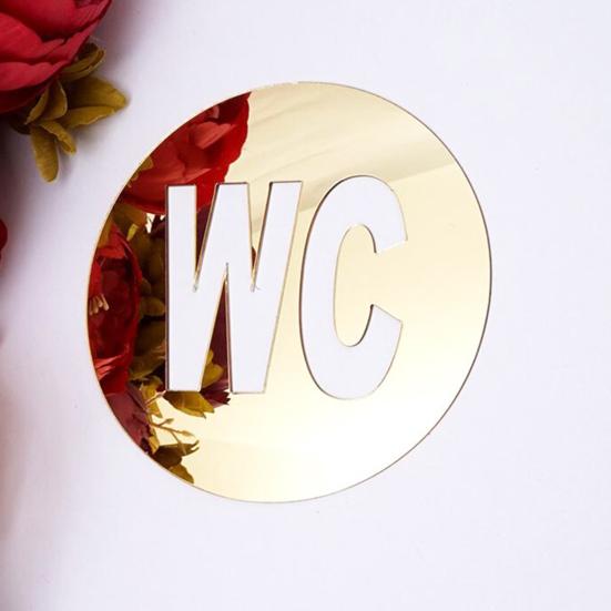 Mirror Effect Mark Sticker Self-adhesive Waterproof Hollow WC Sign Poster Household Supplies