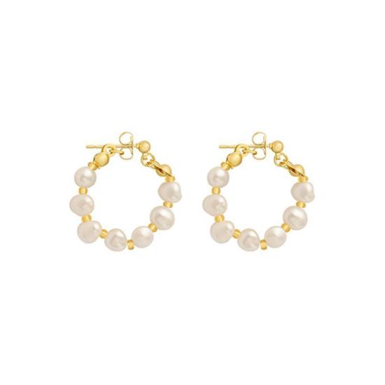 1 Pair Hoop Earrings Baroque Faux Pearls Decor Korean Style Design Earrings Jewelry Gift Fashion Accessories
