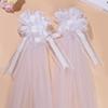 1/4pcs Large White Wedding Bow with Long Tulle Tails for Church Aisle Chair Wedding Car Decoration Festival Party Decor Supplies