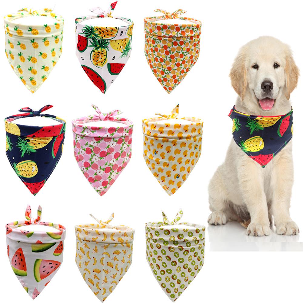5/10pcs Spring Summer Flowers Fruits Dog Puppy Pet Cat Bandana Scarf Handkercheifs Pet Grooming Supplies Accessories