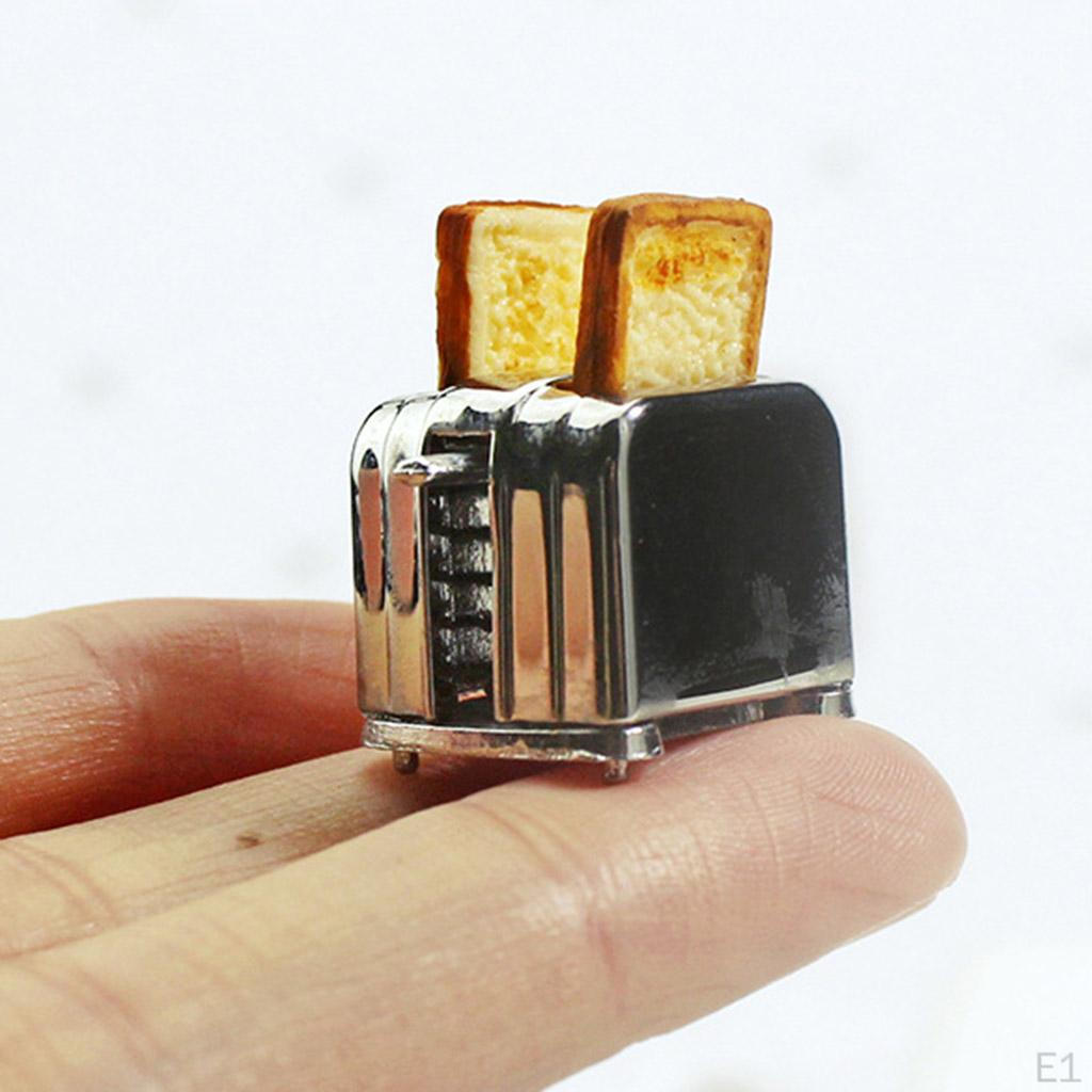 1/12 Dollhouse Mini Metal Modern Kitchen Set Bread Maker with Toasts Furniture Accessory