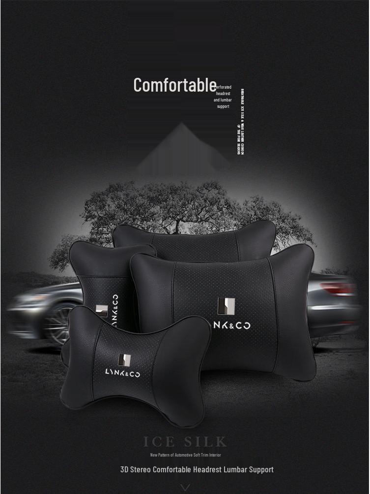 Lynk & Co High-End Autositzkissen Set: Kopfstütze, Nackenkissen, Lendenwirbelstütze für die Modelle 01, 02, 03, 05, 06.