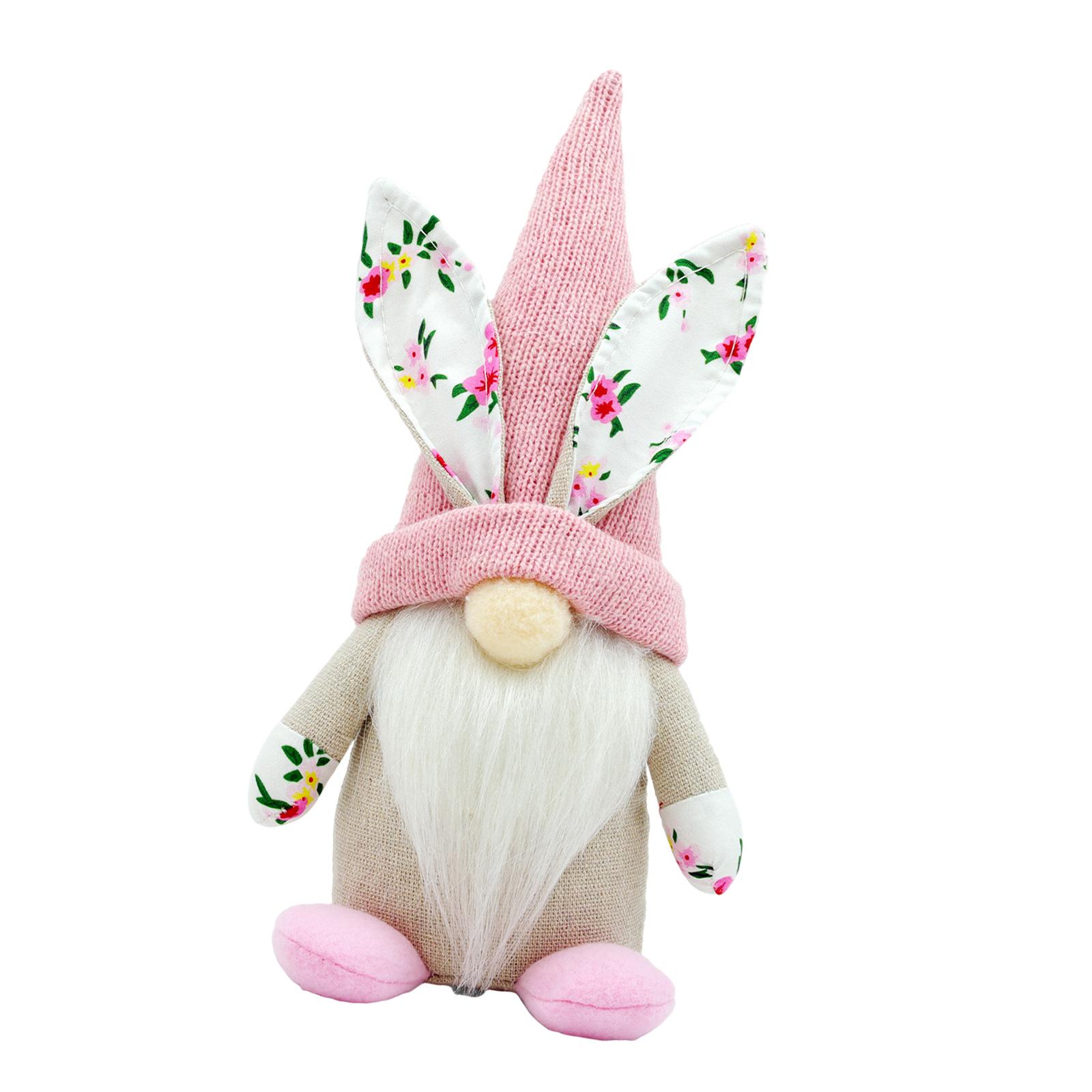 

Festival Handmade Rabbit Bunnies Gnomes Dwarf Elf Plush Dolls Easters Decoration for Tabletop and Book Shelf Display A