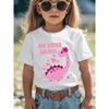 European Sizes Summer Fashion Girls' Short Sleeve T-Shirt BIG SISTER SAURUS Pink Dinosaur with Flowers and Heart Letter Cartoon Print Casual Top