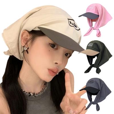 Koreaanse Stijl Strappy Sjaal Hoed Katoenen Letter Haar Sjaal Eenvoudige Vintage Baseballpet Straat