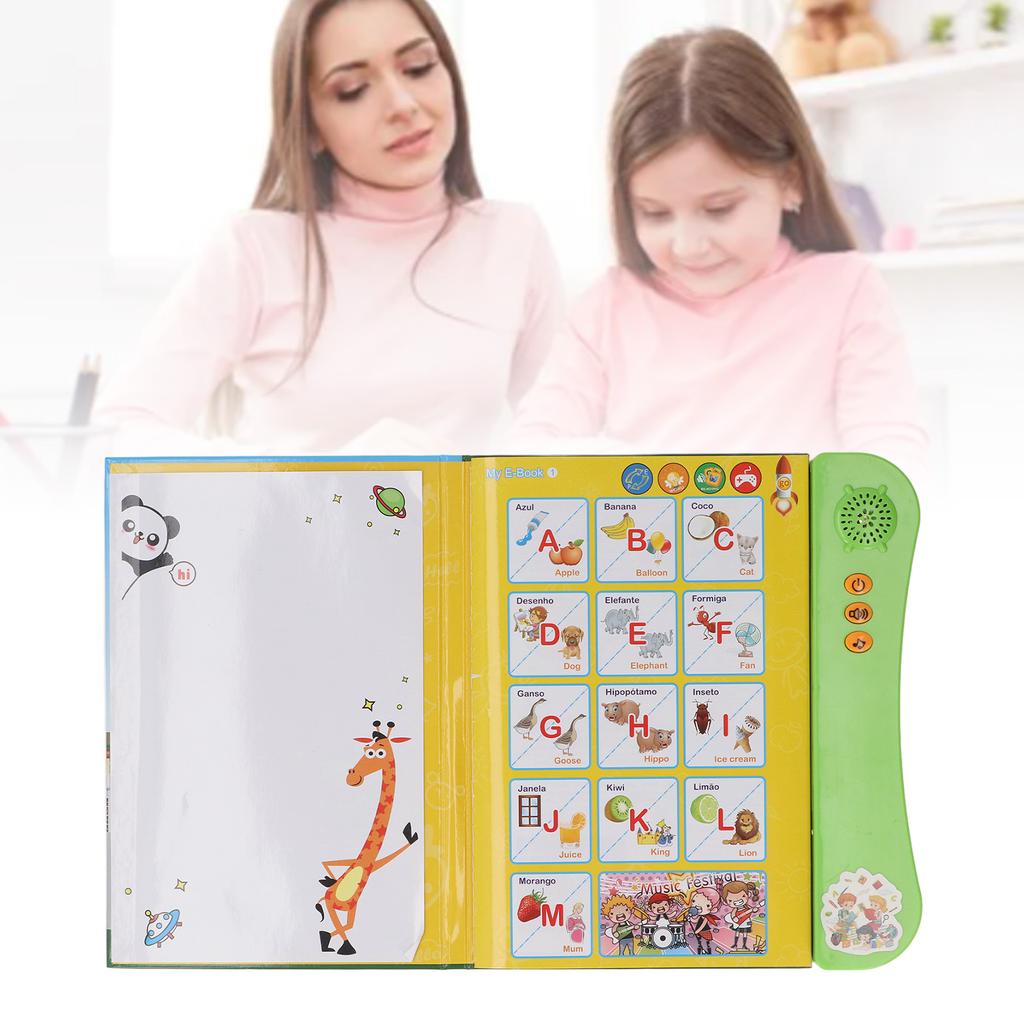 Portuguese English Sound Book for Bilingual Children Alphabet Numbers Animals Fruits Vegetables Educational Sound Reading Book