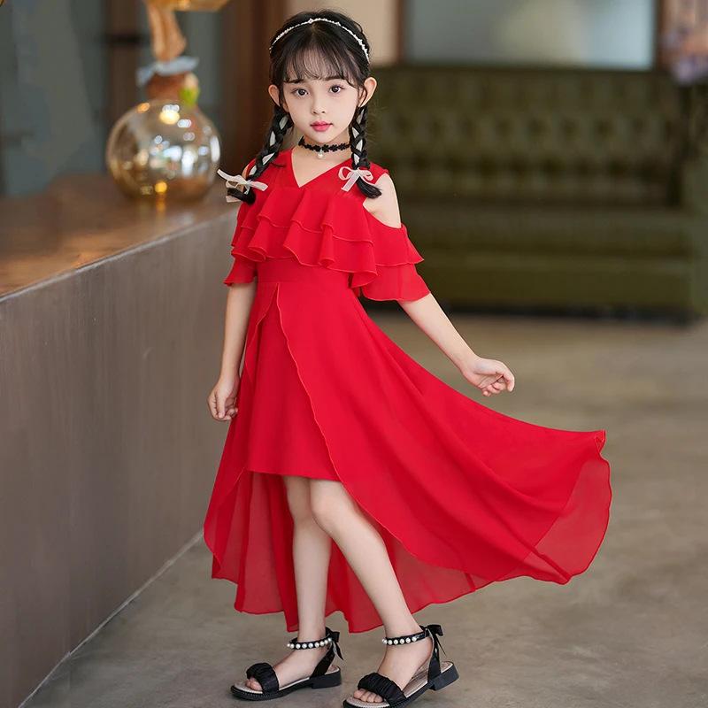 Little Girls Kids Long A Line Princess Chiffon Summer Casual Dress 110cm