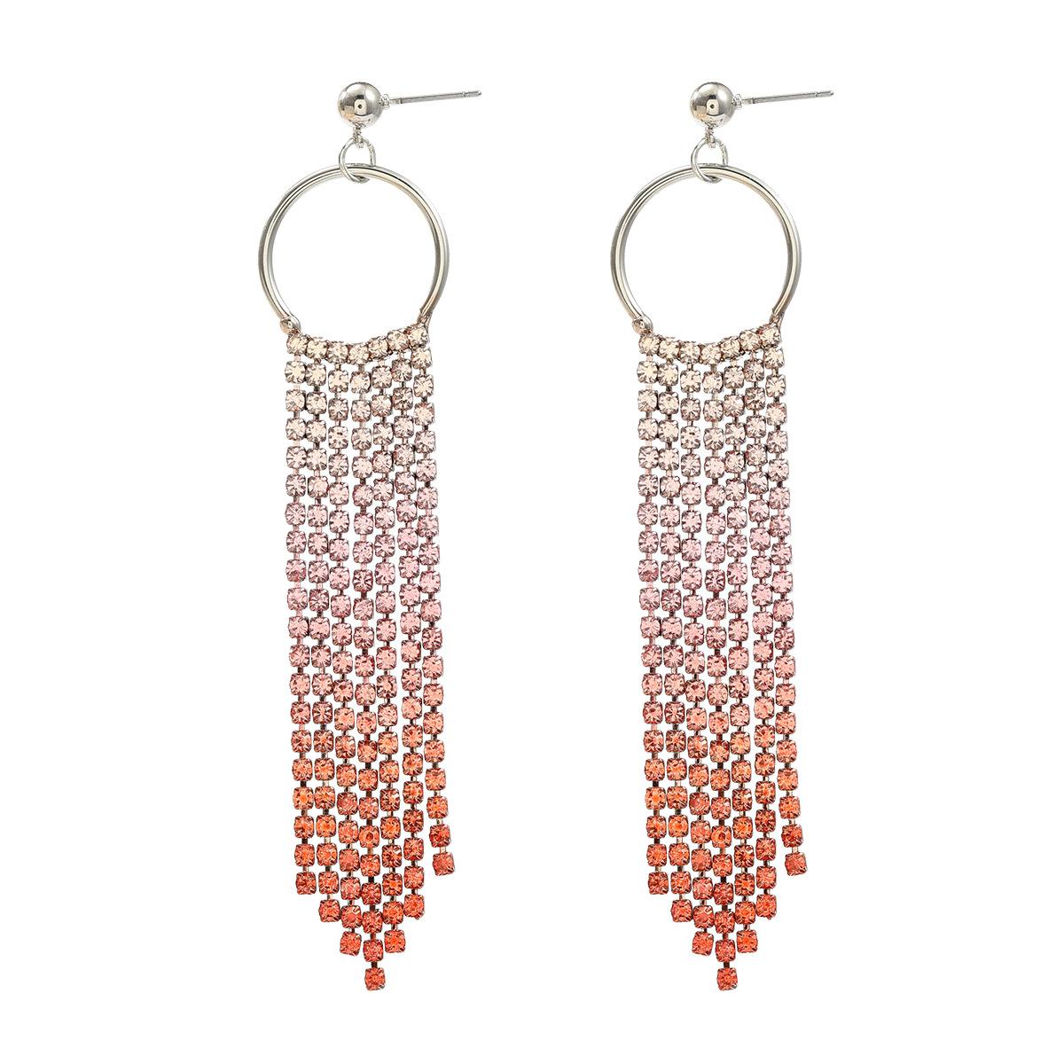 

Pinkdudu женские градиентные серьги-капли с кисточками, удлиненные серьги из сплава с бриллиантами PD2156 One size розовый