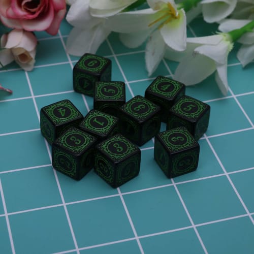 KSTZGTA Unique Acrylic Polyhedral Dice Set of 10, Square Edge, 6-Sided, Smooth Surface, D6, 15mm, Yellow, Role Playing Dice