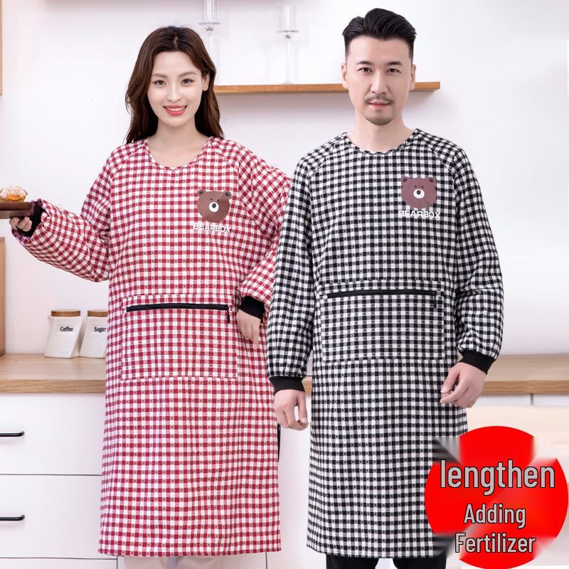 Breathable Cotton Coveralls: Long-Sleeved, Stain-Resistant Apron for Women - Stylish for Kitchen and Factory Work