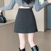 Woolen High-Waisted A-line Lace Skirt for Women - Korean Style, Pleated and Slimming, 2025 Autumn/Winter Collection.