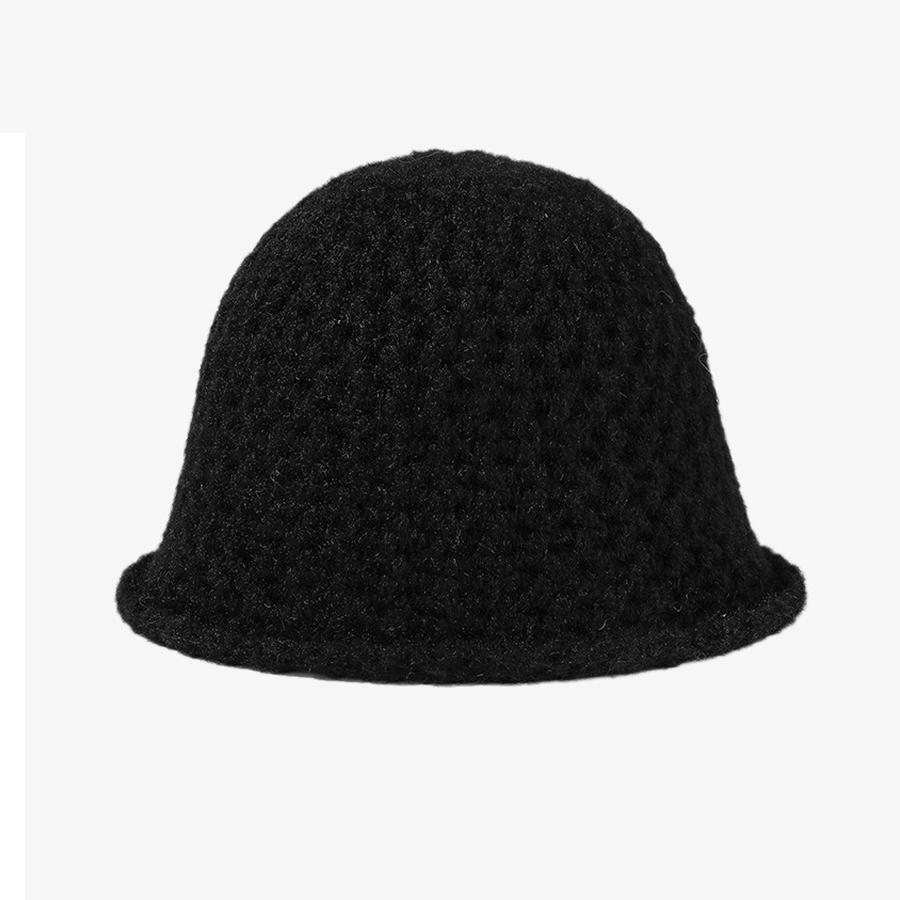 

Autumn Winter Knitted Bucket Hat Women s Curling Imitation Hand Hook Hollow Fisherman Hat Warm Ear Protection Basin Hat чёрный