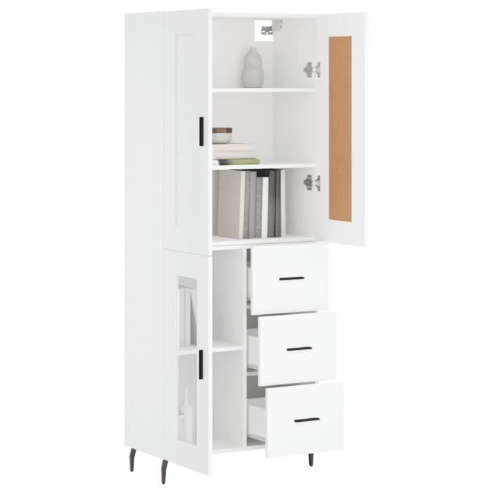 VidaXL Buffet haut Blanc 69,5x34x180 cm Bois d'ingénierie 3199953