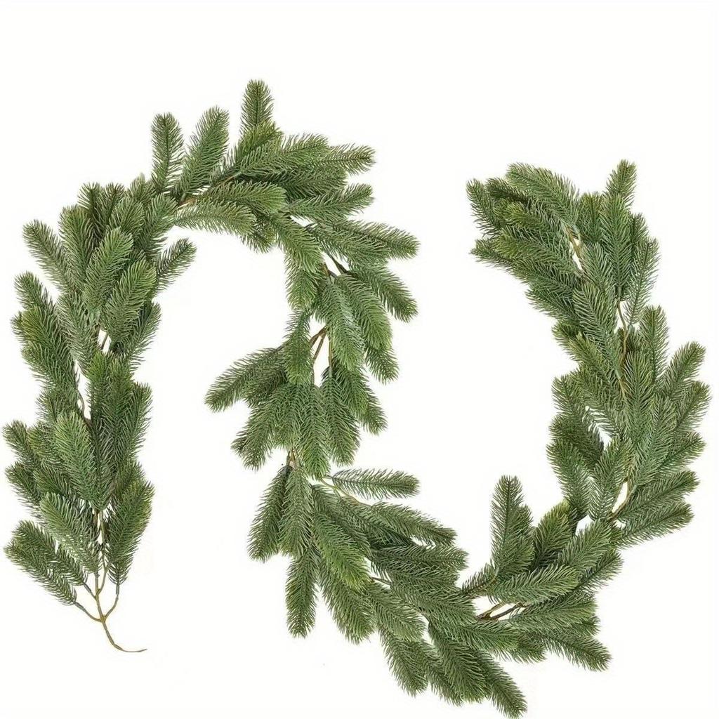 1Pc Holiday Decoration Soft Glue Pine Needle Cypress Pine Leaf Simulation Rattan Wall Hanging, Used for Outdoor Holiday Ceremony Decoration