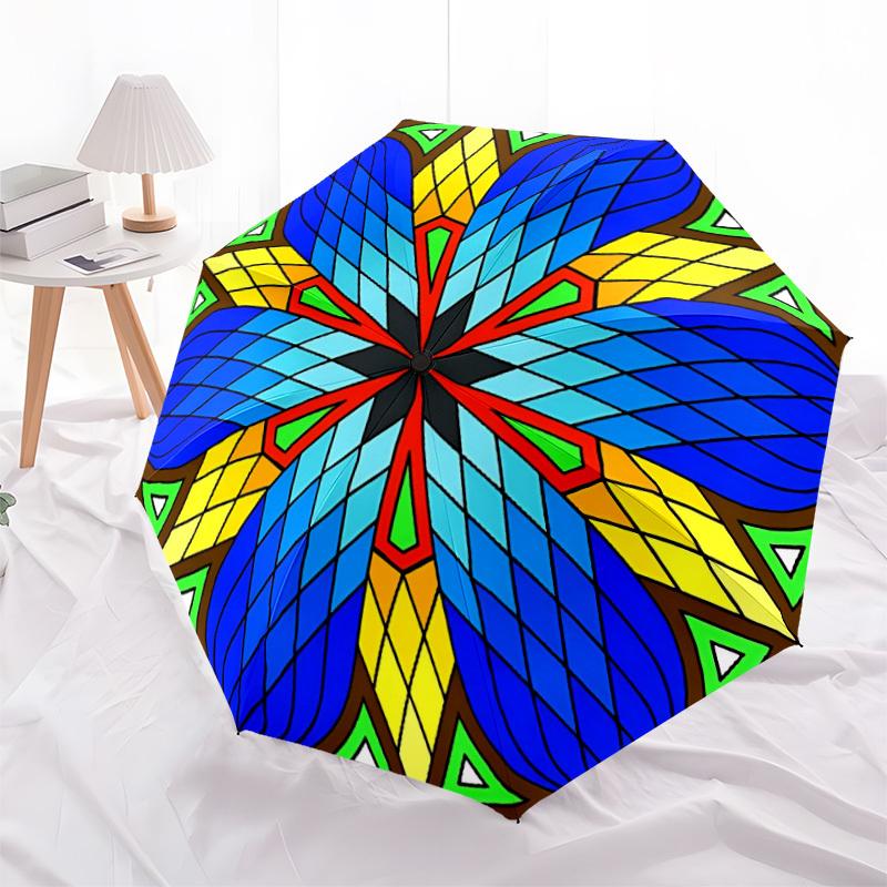 1pc Mandala Automatic Opening/Closing Umbrella with Operation & Windproof Canopy - Folding Design, Holiday Gift yy260225120