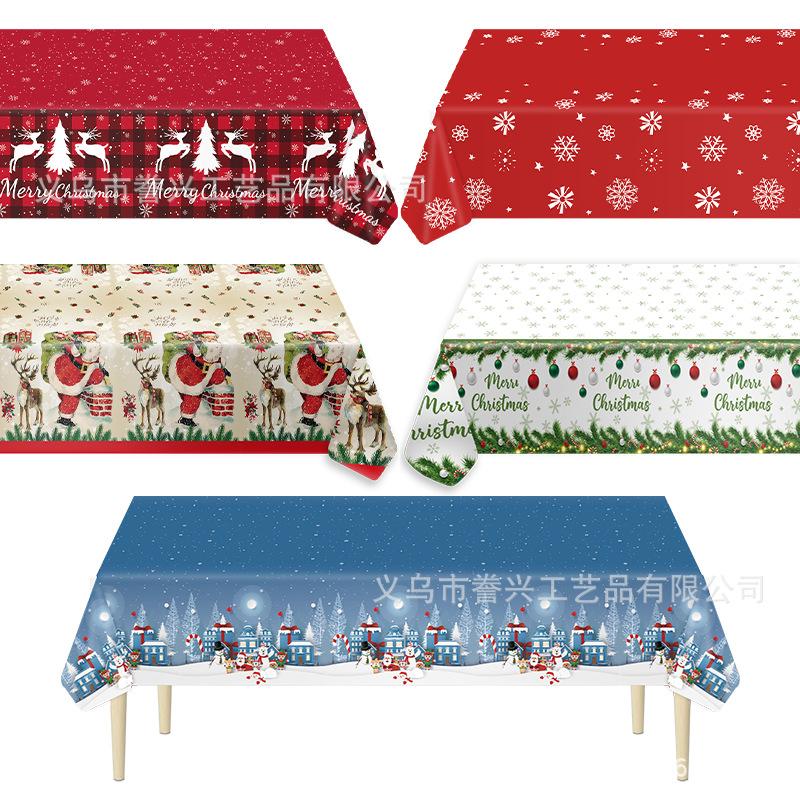 Spot Pe Christmas Party Snowflake Tablecloth Cartoon Gingerbread Winter Theme Disposable Tablecloth Decoration Atmosphere Layout