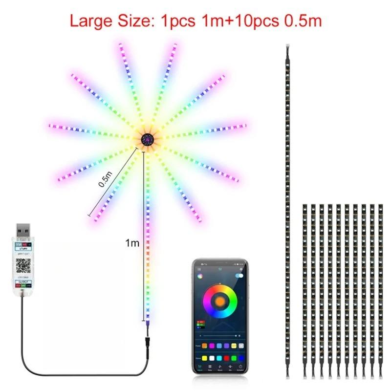 RGB Firework Strip Lights LED Bluetooth APP Control Neon Strip USB 5V Changing Smart Lamp Sync Music Bedroom Decor Dream Light